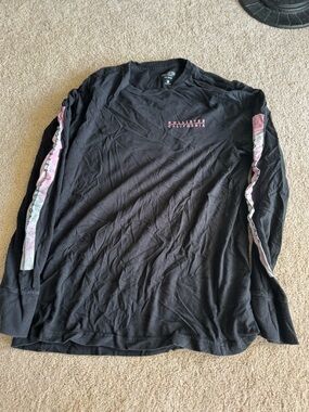 Hollister Black Long Sleeve Tee with Pink Sleeve Accents